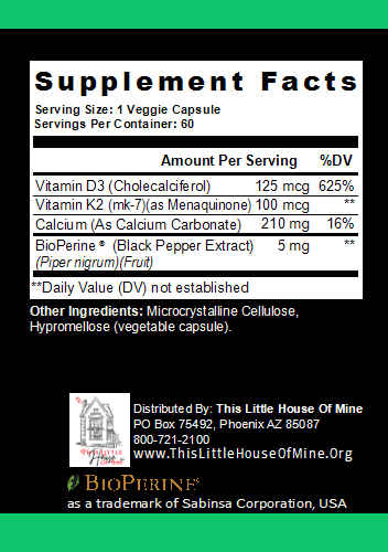 K2 D3 Vitamin Supplement - 60 Capsules