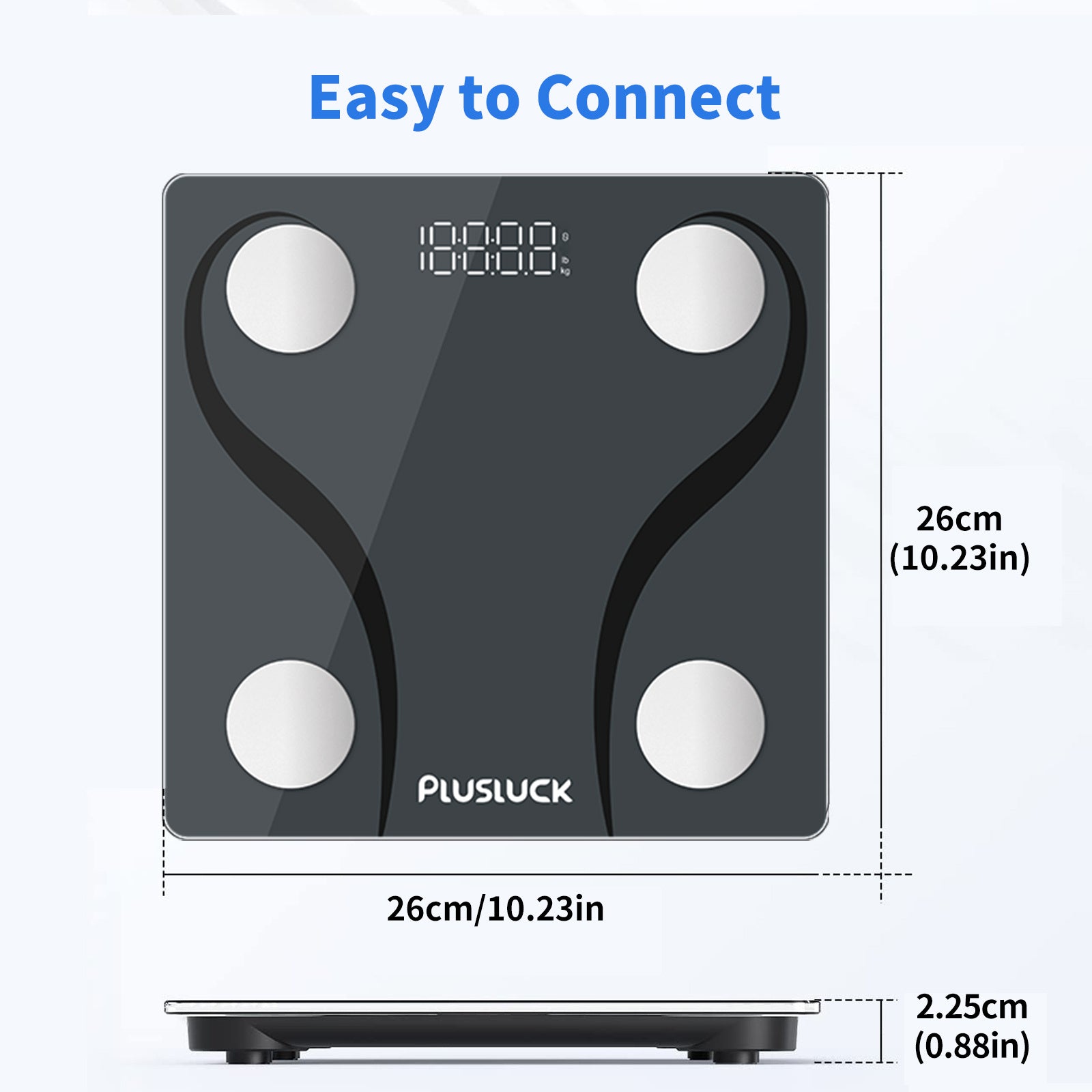 PLusluck Smart Scale, Digital Bathroom Scale BMI Weighing Body Fat Scale, Body Composition Monitor Health Analyzer -with Smartphone App