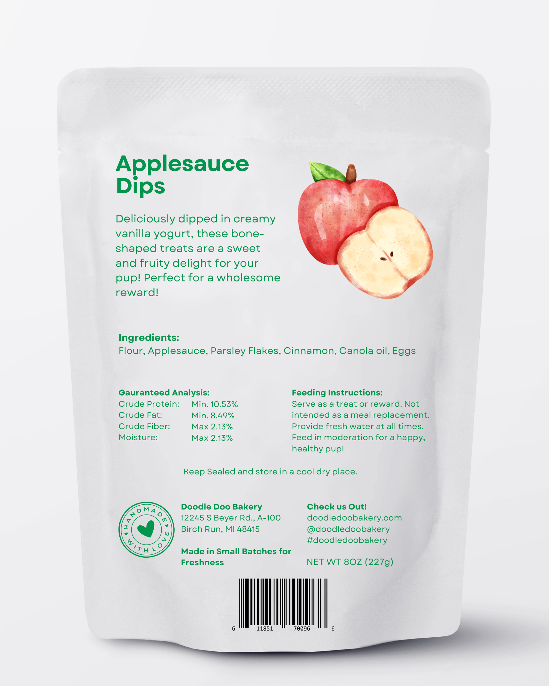 Homemade Dog Treats - 🍏 Applesauce Dips Treat 1/2lb 🍦