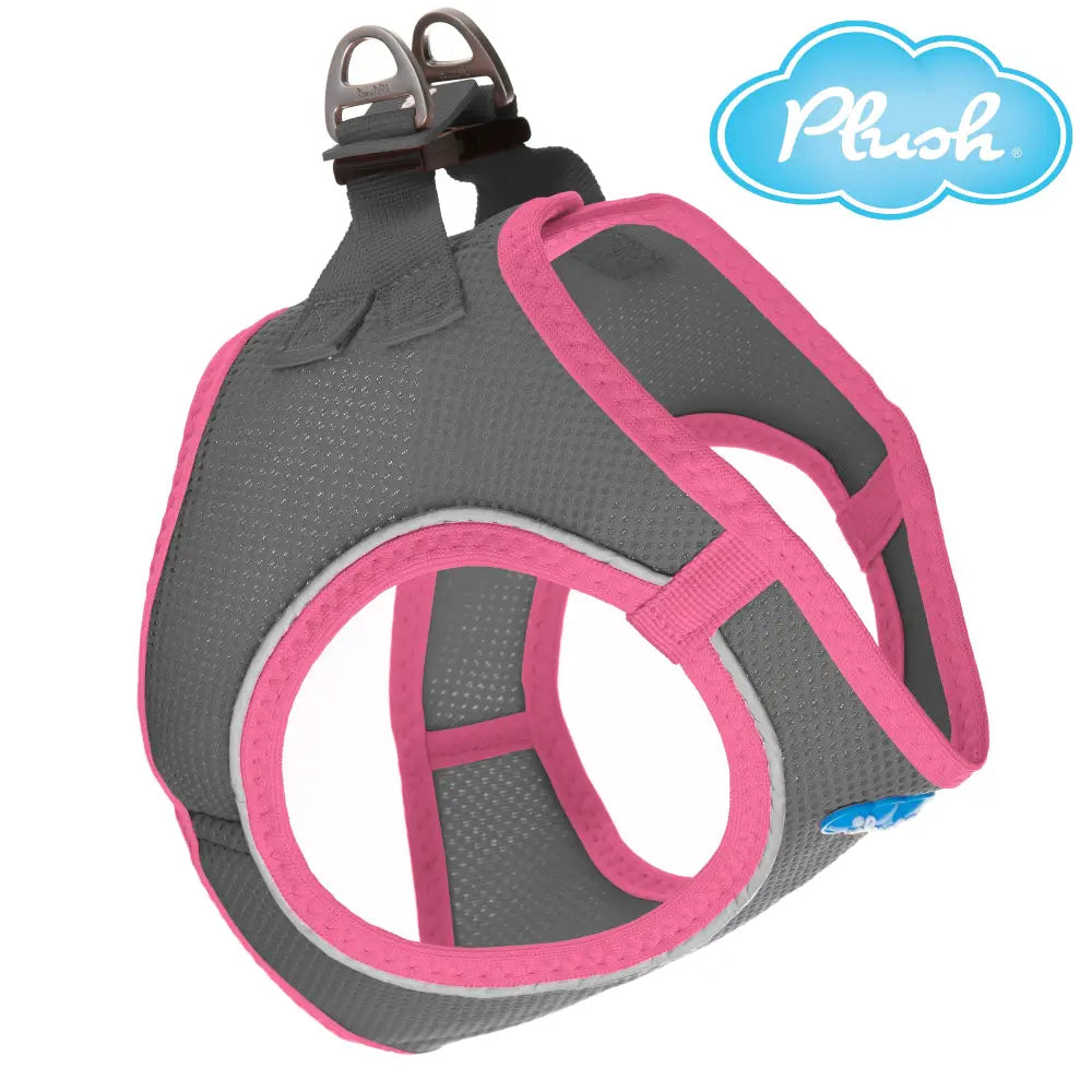 Plush Step In Air Mesh Harness - Shark Grey/Pink